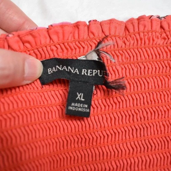 Banana Republic Linen Floral Corset Sz XL Cropped Smocked Back Cottagecore Boho - Picture 9 of 14